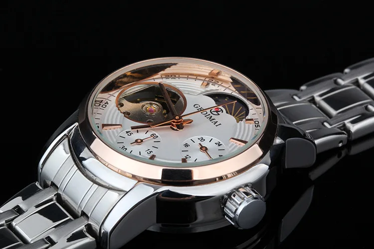 GEDIMAI женские часы топ модный бренд женские часы золотой чехол кожаный водонепроницаемый автоматические механические наручные часы reloje mujer