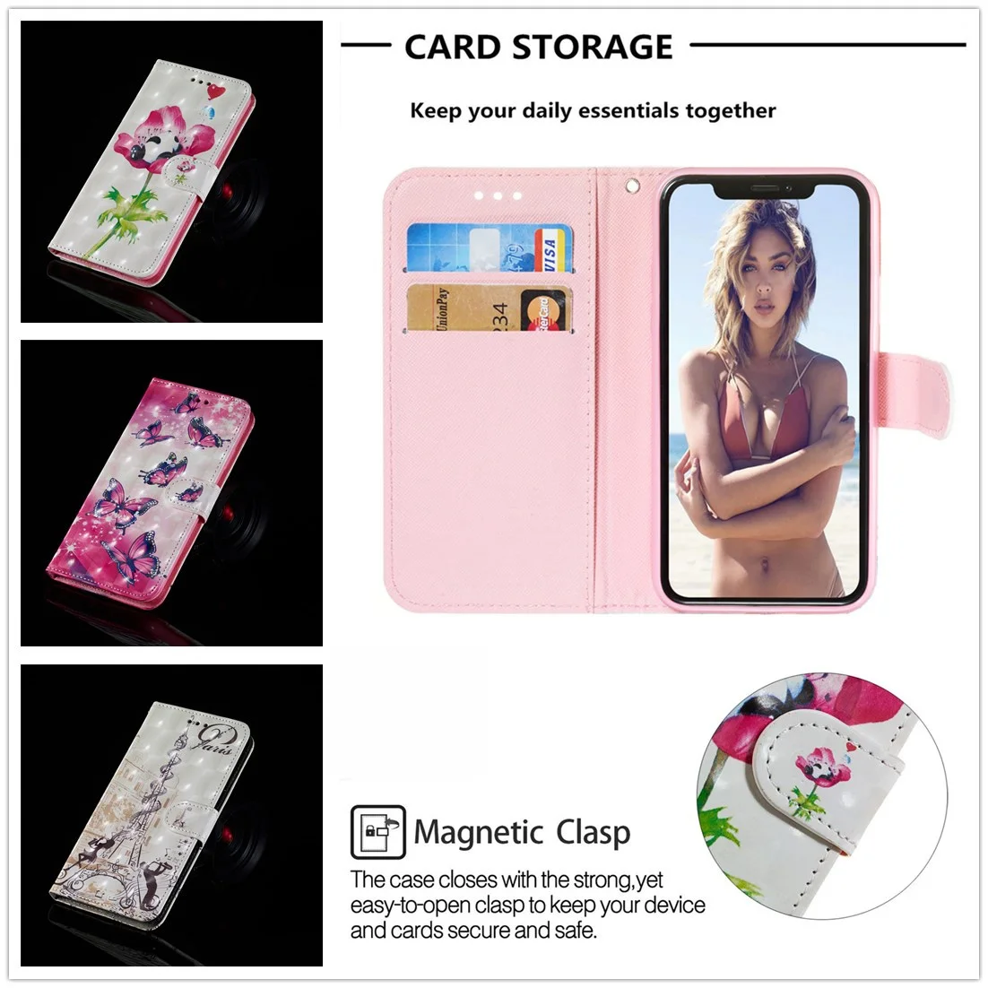 

Luxury Flip Wallet for Iphone X Whit Card High Quality Phone Fundas Iphone Xs Max Case Pu Iphone Xs Holder Stander Painting Case