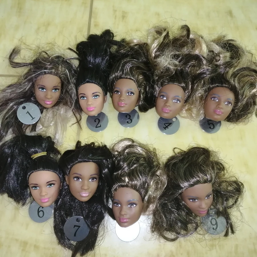 

B28-2 Original Foreign trade Western Asia Africa Beauty 1/6 OOAK NUDE Rarely doll head mussed black hair for DIY Soft PVC Head