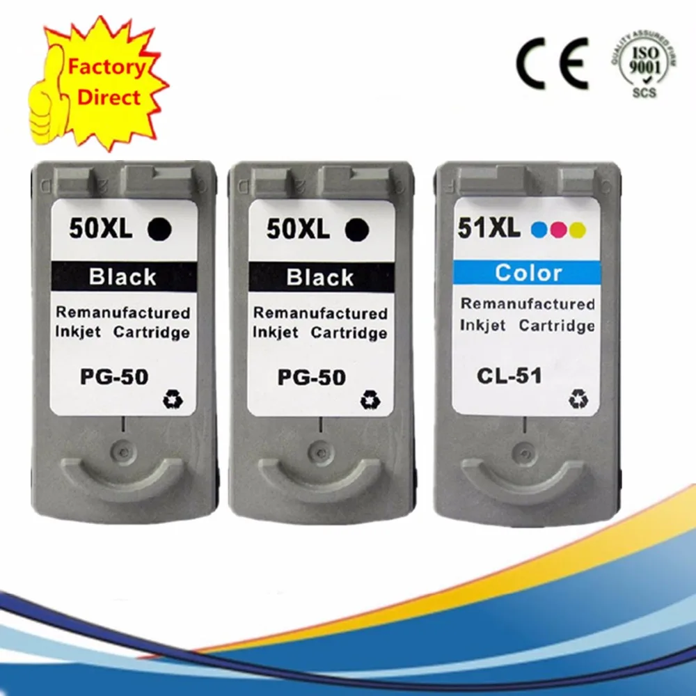 

3 x PG-50 PG50 PG 50 CL-51 CL51 CL 51 Ink Cartridges For Canon Pixma iP2200 ip6220D ip6210D MP150 MP160 MP170 Inkjet Printer