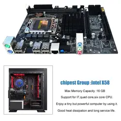 Для рабочего стола материнской платы Материнская плата для X58 LGA 1366 DDR3 16 Гб Поддержка ecc ram для Quad-Core шесть-игла сердечника 8PIN