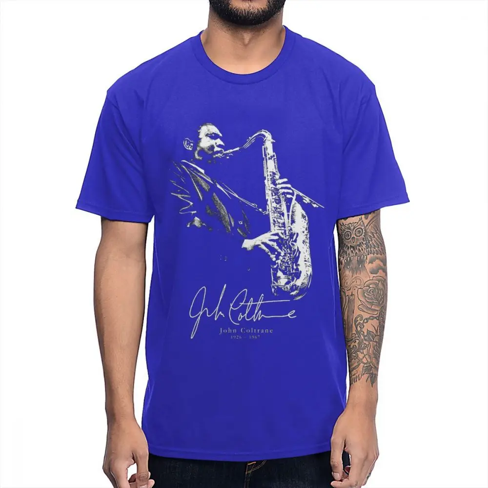 Американский джазовый саксофонист и композитор Sax Music John Coltrane футболка из хлопка с графическим рисунком - Цвет: Синий