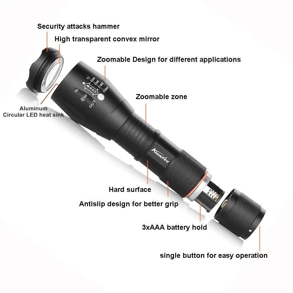 Мощный светодиодный светильник G700 Cree XML T6 L2 с алюминиевым водонепроницаемым зумом, фонарь для кемпинга, тактический светильник, перезаряжаемый аккумулятор AAA 18650