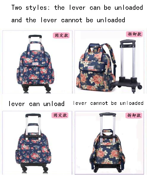 Women Travel Trolley Bags travel Backpack with wheel Rolling luggage trolley backpack waterproof Oxford Rolling Baggage Suitcase