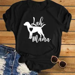 Lab Dog Mama Graphic Tees Женская хлопковая Футболка Harajuku Kawaii Dog Mom Летние повседневные винтажные Забавные топы милая рубашка Прямая доставка