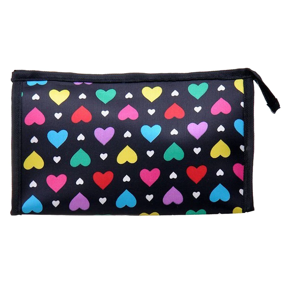 

ASDS Cute Colorful Love Heart Polyester Comestic Makeup Storage Travel Bath Organizer Bag,Black