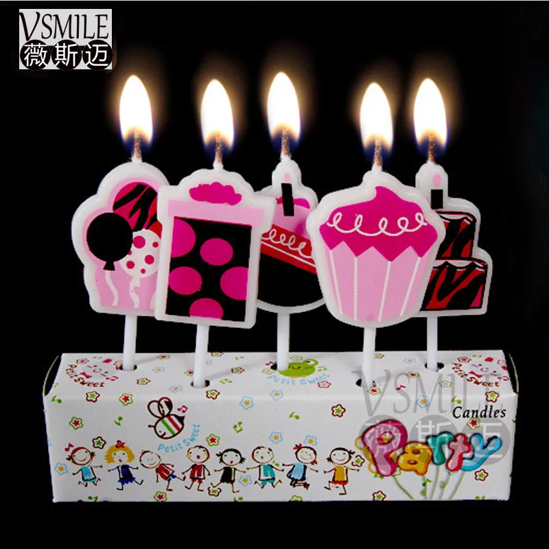 5pcs Gift Ice Cream Apple football Happy Birthday smokeless Cake Candle