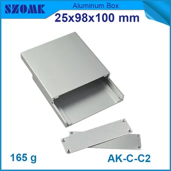 

10pcs/lot hot sales aluminum housing instrument enclosure silver project box for pcb 25*98*100mm