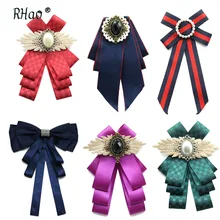 ¡Novedad! broches de lazo RHao para mujer, camisa con corbata, broche de lazo de tela, lazo clásico, broches de lazo para mujer, brocha para regalo de boda o fiesta