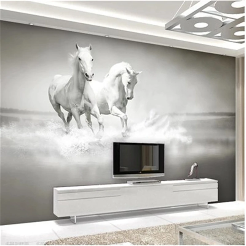 Beibehang обои Лошадь белая лошадь Большая фреска Континентальная задняя стенка диван спальня ТВ фон 3d Фреска papel де parede