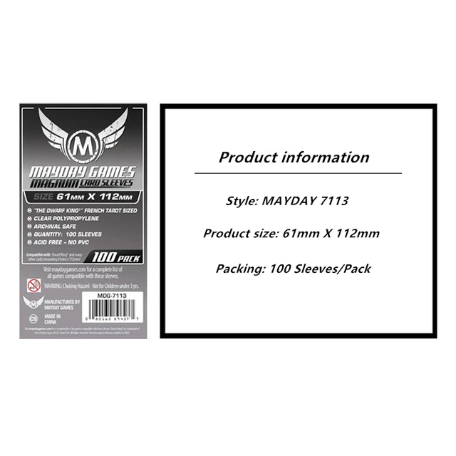 100 Sleeves Board Games MAYDAY Card Game Sleeve Protector protective clear cards sleeves 7113 x 100
