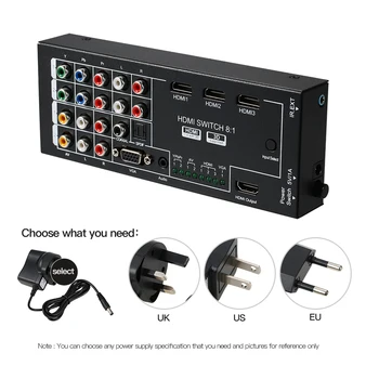 

Multi-Functional HD Audio Extractor with 8 Inputs to 1 HD Output with Optical/Coaxial 5.1 Channel Support 3D & Surround Sound