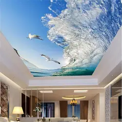 Обои на заказ 3D потолочные обои морские волны чайки свежие природные пейзажи обои Гостиная Спальня потолочные обои рулон