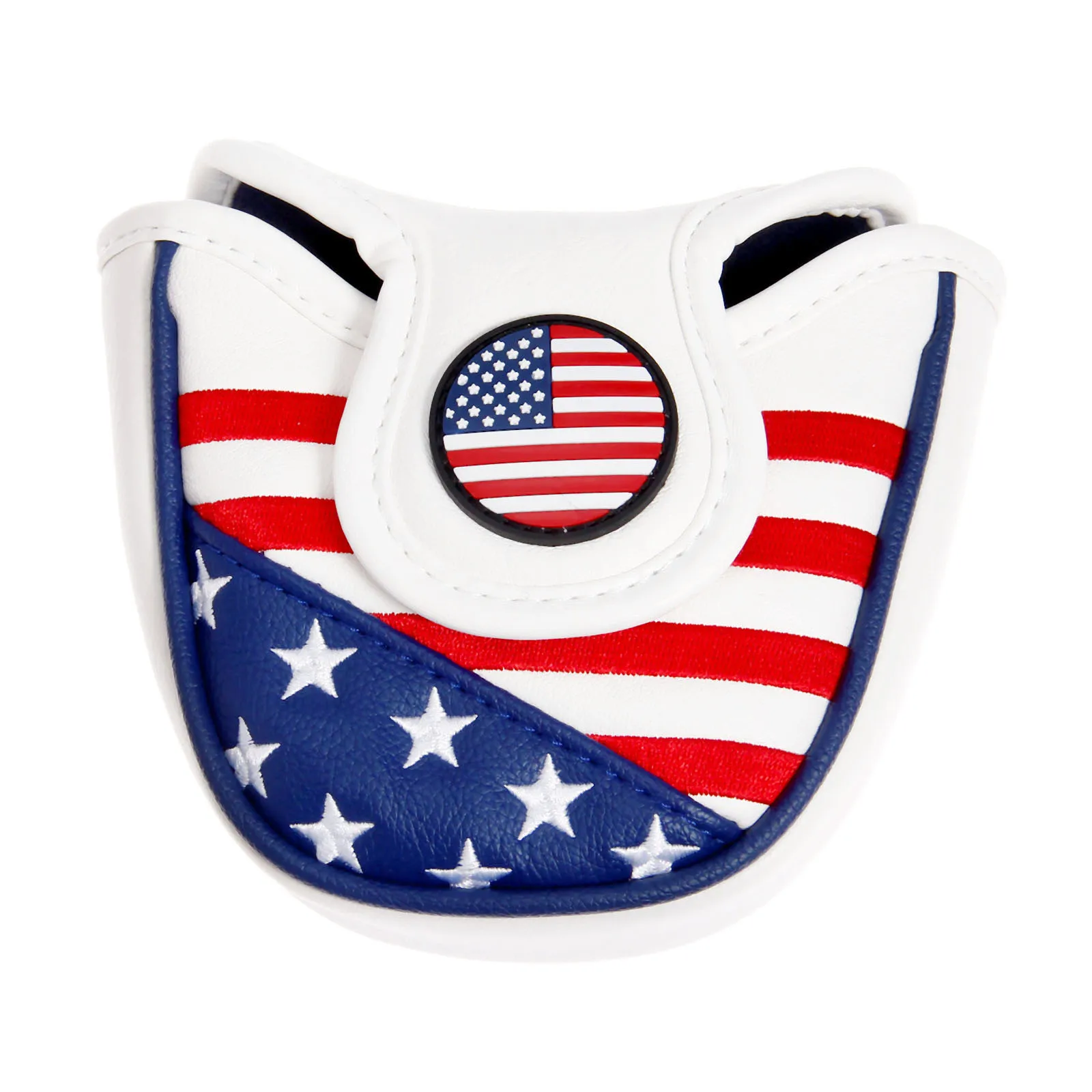 

1Pc US Flag Mallet Style Golf Club Heads Putter Covers PU Leather Headcover Magnetic Closure Semicircle-Shaped Golf Putter Cover