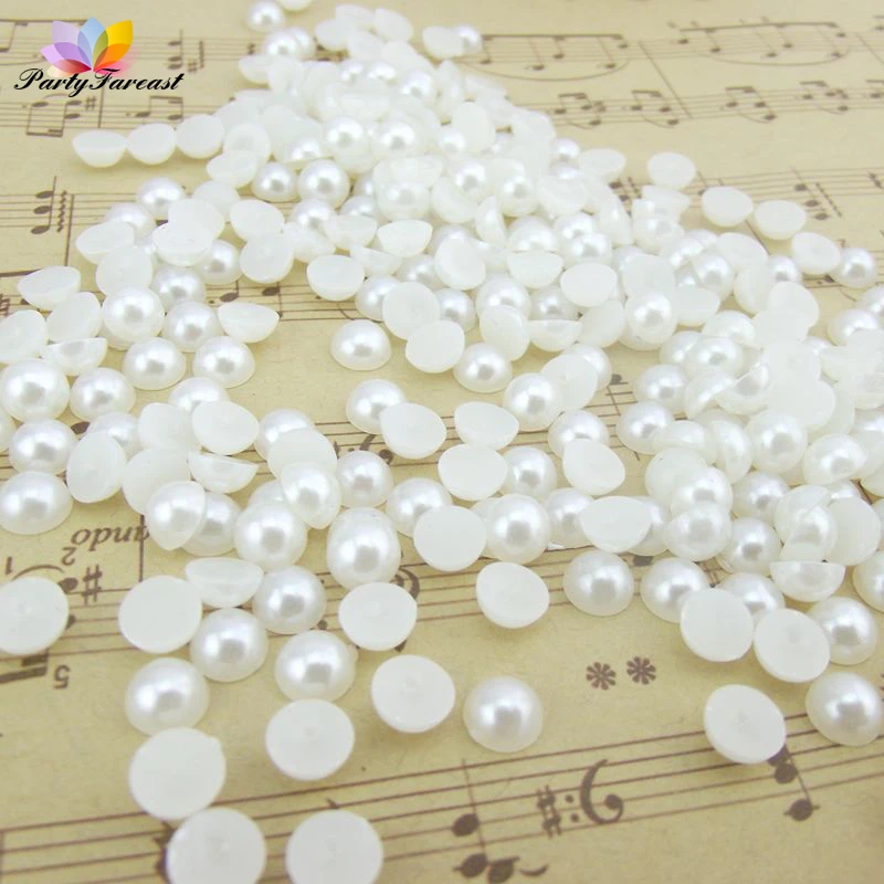 

100/200Piece/Pack Diy Creamy-white Pearl Bead Multi-size Resin Half-shell Beads for Phone Nail Art Decoration Craft Supplies