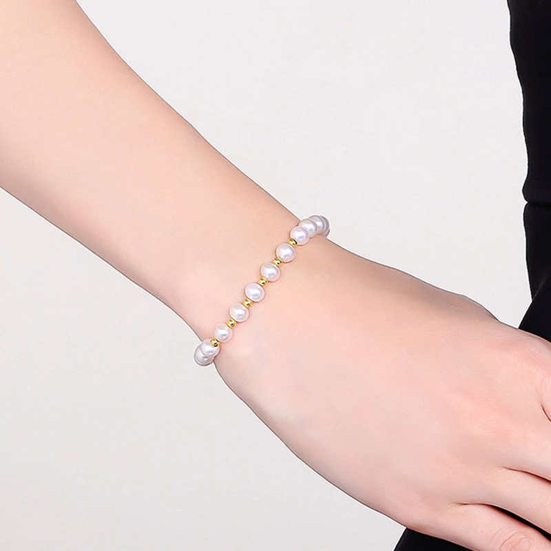 18k gold beads and pearls strands bracelets (2)
