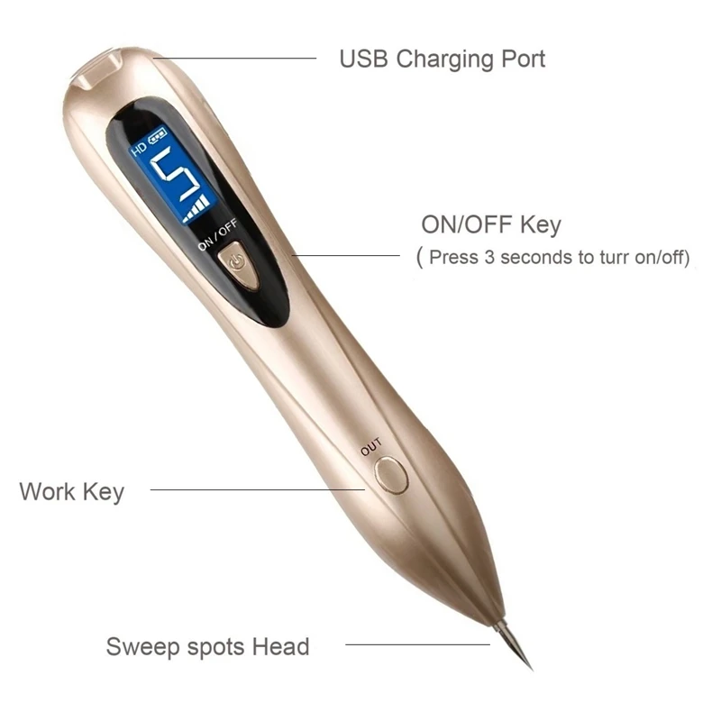 Забота о здоровье кожи, точечная ручка для удаления молей, темное USB зарядное устройство для удаления пятен, ручка для удаления кожных бородавок, инструмент для удаления татуировок, косметический уход, розовое золото