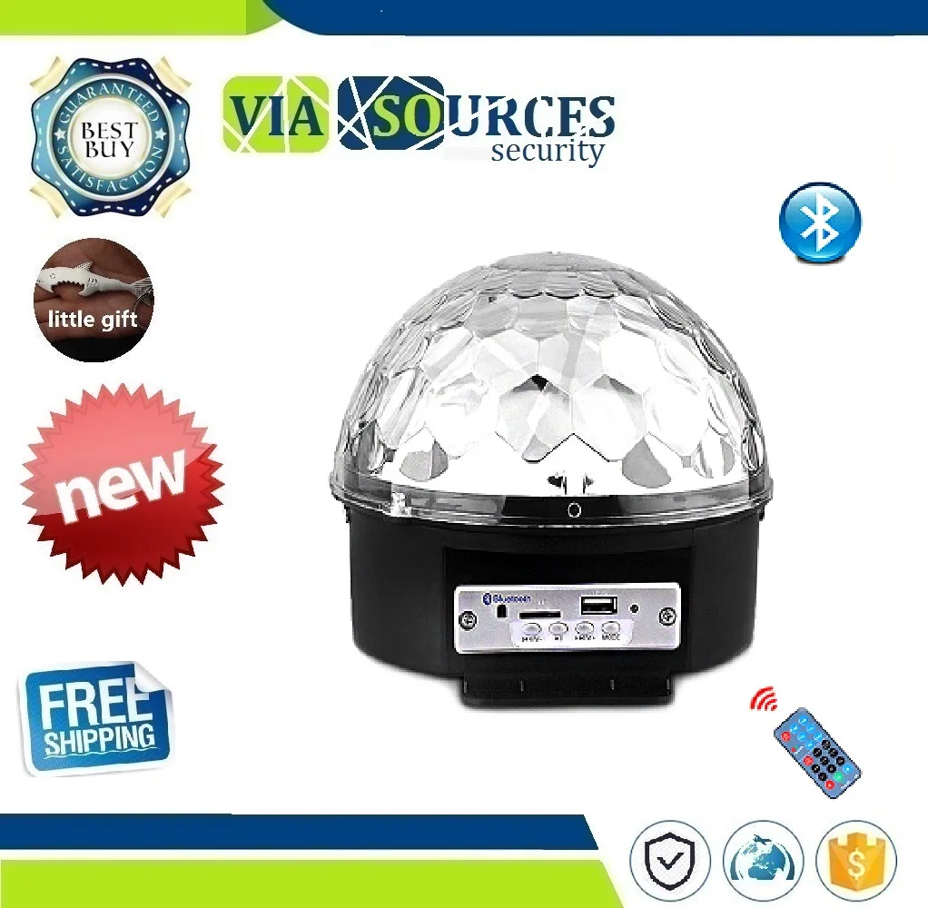 

Led Bluetooth Speaker Stage Light Sound Control Stage Lamp 9 Colors Flash Lamp Wedding Magic Crystal Ball U disk broadcast