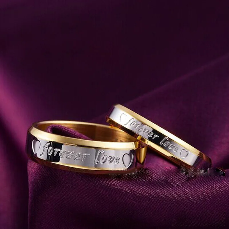 

2017 Fashion Sale Lettering Couple Forever Love Alloy Steel Rings gold color Couples Jewelery Aneis Rings For men/Women JZ101