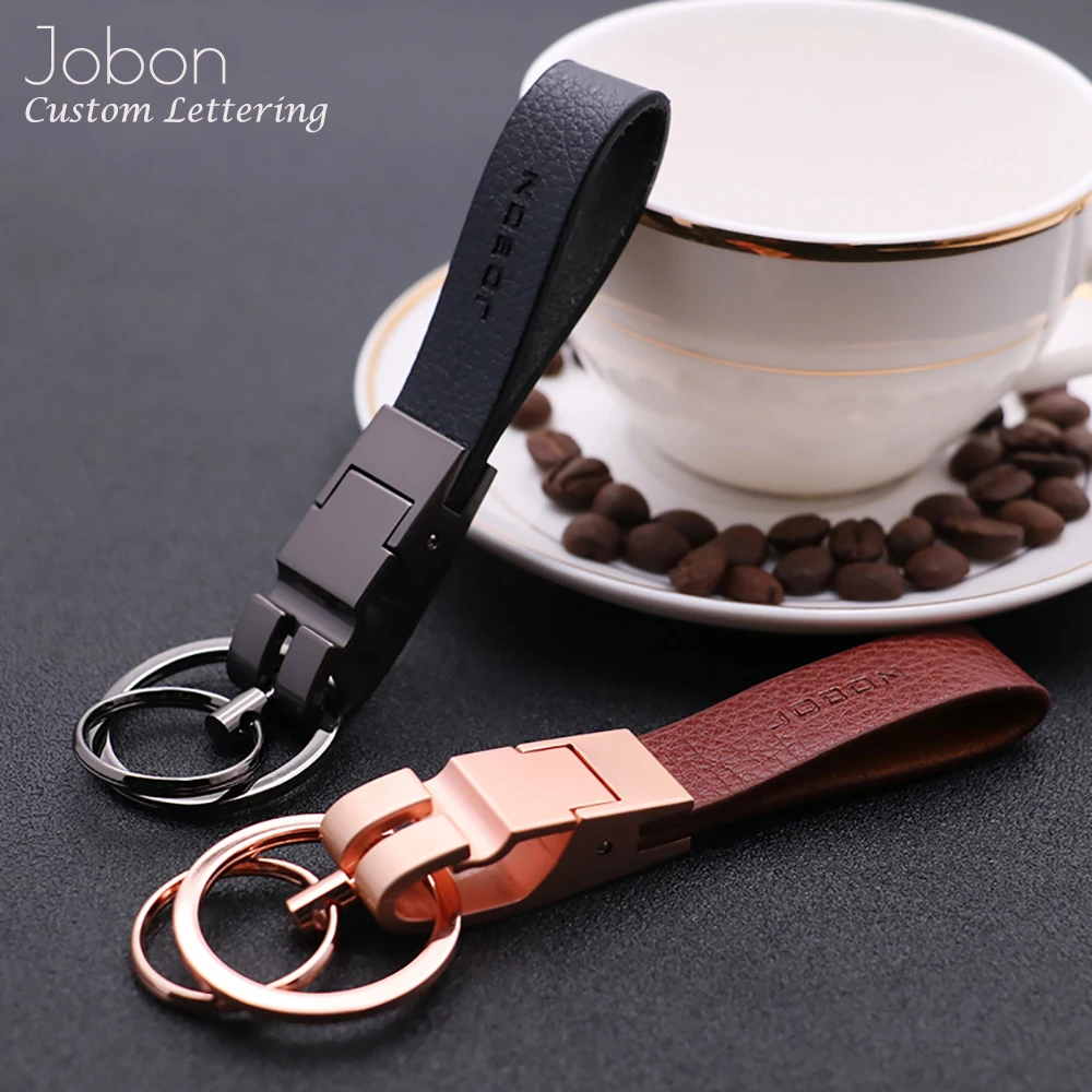 

Jobon High-Grade KeyChain Leather Rope Custom Lettering Gift For Car Key Chain Holder Best Gift For Women Key Ring Bag Pendant