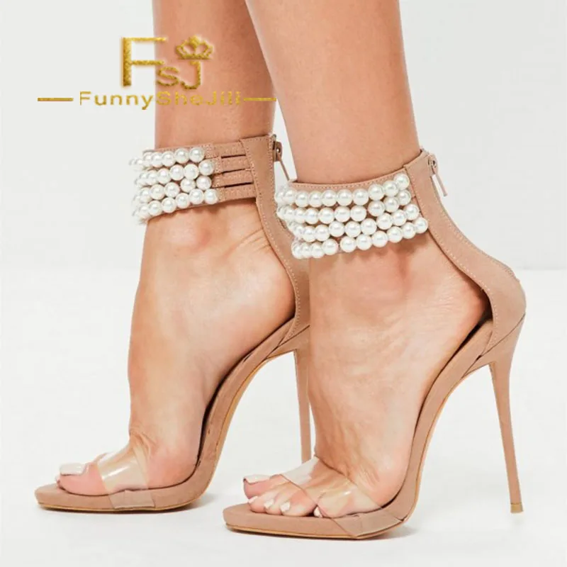Pvc Dedo Cremallera Verano De Mujeres Fsj Pie 40 Las Caqui Abierto Alto Del Transparente Zapatos Tacón 2019 Clara Fiesta Sandalias Fsj01 Sexy Plexiglás x4q8vI