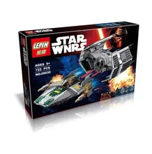 05030 LEPIN 722Pcs Star Wars Vader Tie Advanced VS A-wing Starfighter 75150 Building Blocks Compatible with LEGOe STAR WARS Toy