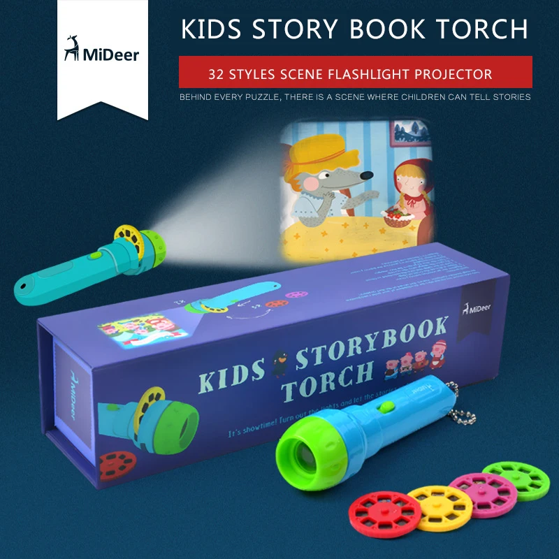 Mideer захватывающий мультфильм Storybook 3D Калейдоскоп пластик карты фонарик игрушечные лошадки интерактивные подарки для детей