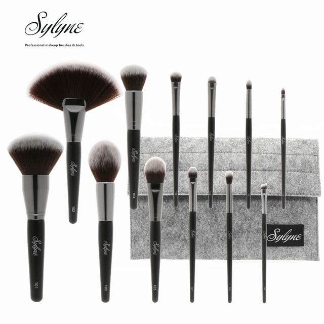 Sylyne 12pcs makeup brush set high quality face & eye soft ...