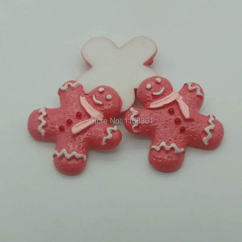 1pcs/lot resin flatback Gingerbread man with scarf 22mm Cabochons Scrapbooking Hair Bow Center DIY Christmas decration C109-10