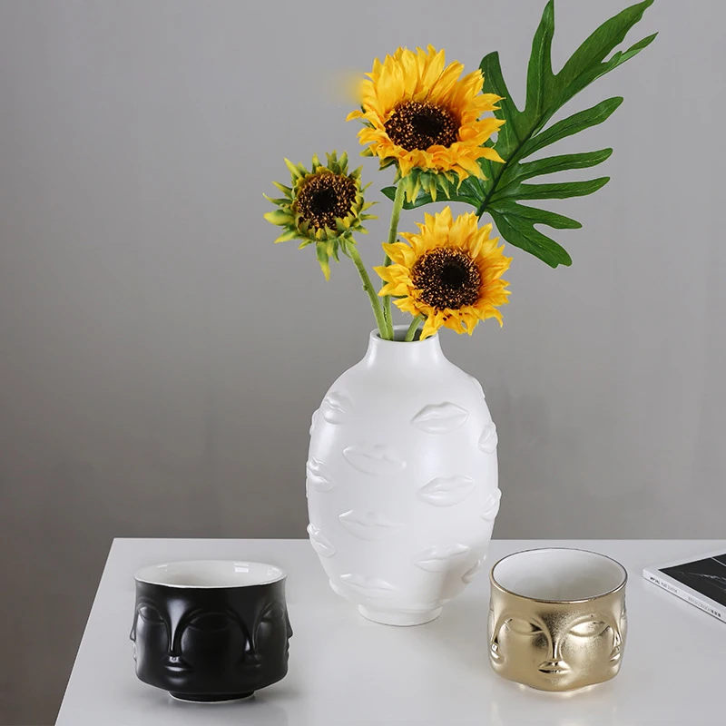 Дамы лицо голова плантатор ваза лицо ваза для цветка человеческое лицо цветок ваза горшок для суккулентов украшения для домашнего сада белый керамический ремесло