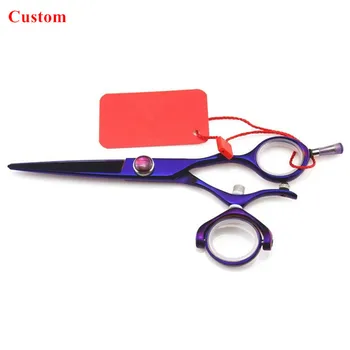 

Custom upscale japan 440c steel 5.5 '' purple Rotate cut hair scissors cutting makas barber haircut shears hairdressing scissors