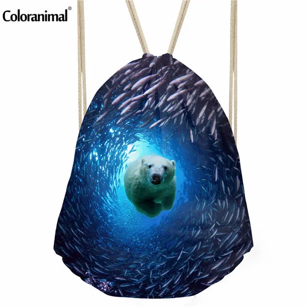 Coloranimal модные 3D Акула Рыба печати рюкзак Mochila Feminina строка Рюкзаки Для женщин Для мужчин Ежедневно Повседневное шнурок для девочек - Цвет: C0301Z3