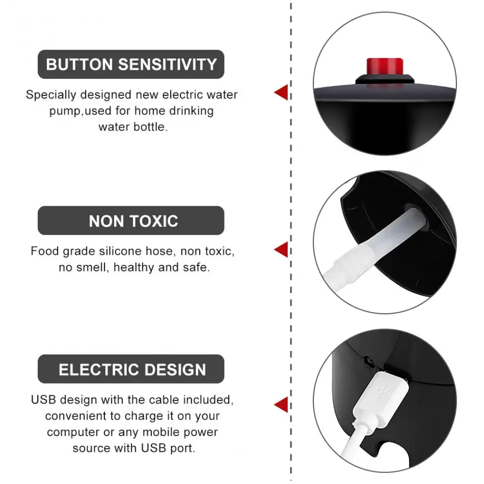 Беспроводной Перезаряжаемый USB Электрический питьевой диспенсер для водяного насоса портативные приборы для напитков для Рождественский подарок с usb-портом