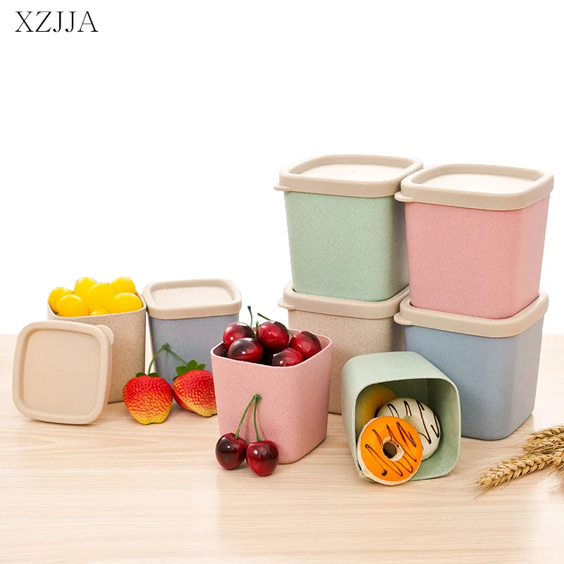 

XZJJA Multi-function Retain Freshness Storage Box kitchen Large Food Bins Wheat Straw Plastic Sealing Storage Boxes Organization