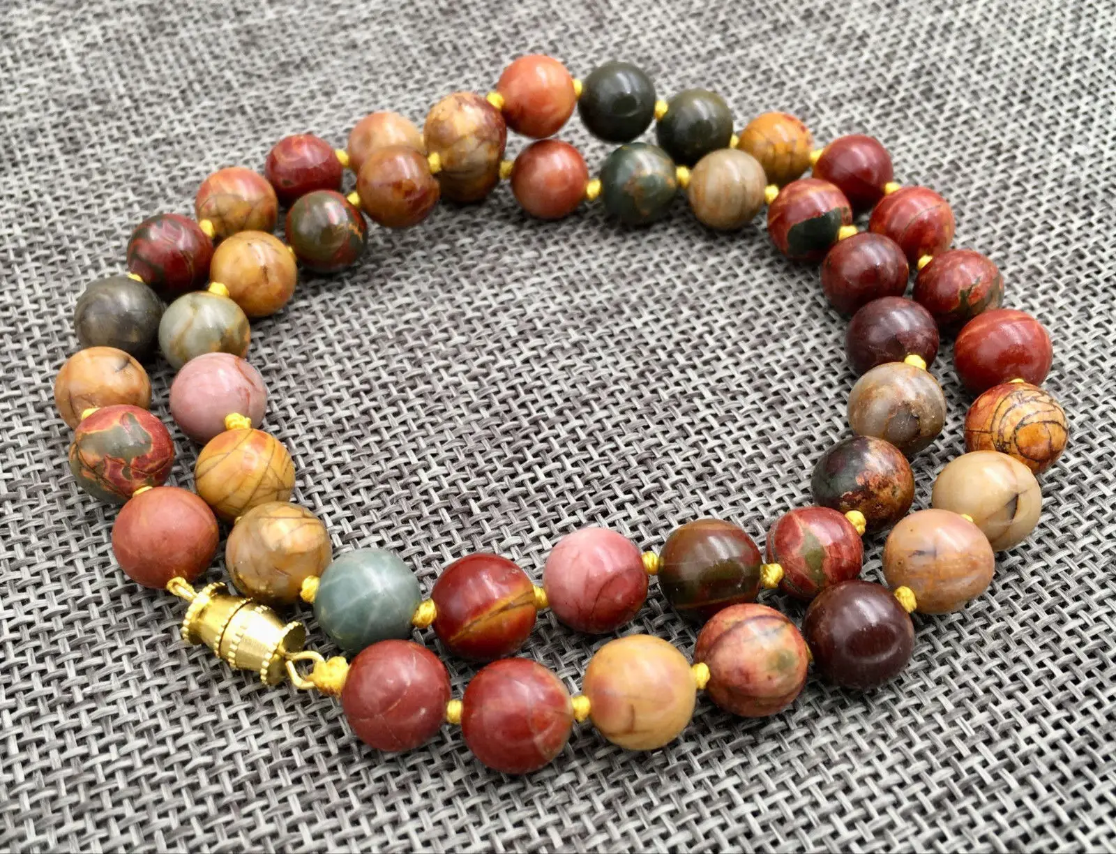 AAA Natural 6MM 8MM 10MM Multicolor Picasso jasper Round gem necklace 18 &quot | Украшения и аксессуары