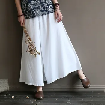 

2019 New Women Wide leg Pants Plus size Casual Loose Summer Long Pants Skirt Women Wide leg Trousers
