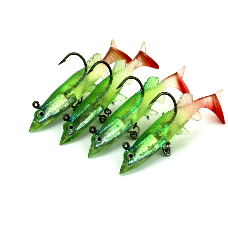 HENGJIA 50PCS jig wobbler saltwater rubber fishing lures spoon fresh baits 6CM 4G shad swimbaits