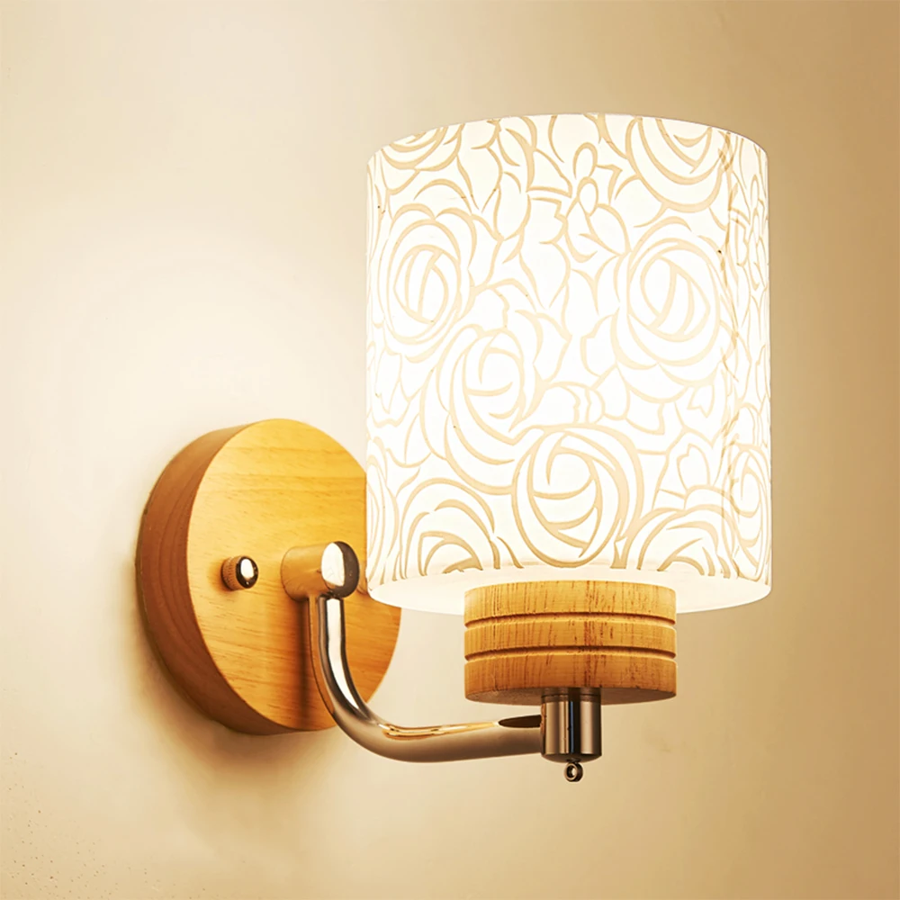 

HGhomeart Modern Wood Wall Lamp Luminaria E27 Wall Light Reading Lamps Wall Mounted 110-220V Wall Mounted Bedside Lamps fixtures