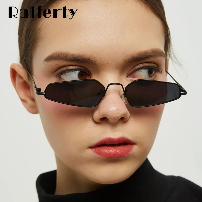 Женские солнцезащитные очки Ralferty черные с небольшой оправой в стиле ретро W813047 2019