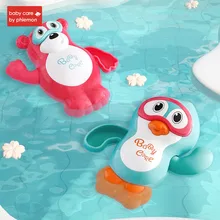 Baby Bath Toys Cartoon Penguin Bear Rotate Floating Shower Toy for Unisex Bathtub Water Play Swimming Pool Party Bathroom Gift beiens water baby floating toy bath toys for children bathroom toy new year gift
