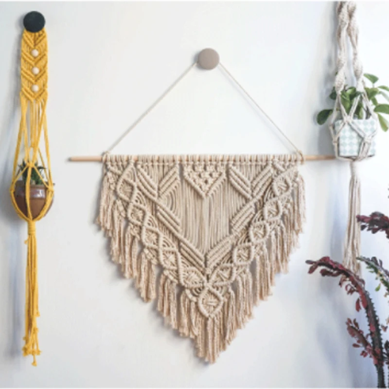 BoHo Macrame Hanging Wall Decor Decorative Wall Art Cotton Rope Cord Woven Tapestry Home Decorations for the Living Room Kitchen Bedroom or Apartment