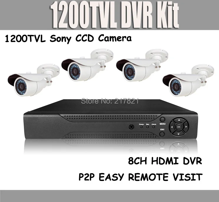8CH DVR Kit 1200TVL Sony CCD Camera HDMI CCTV System AHDL(960H) with