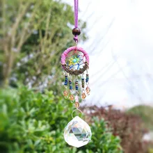 H& D Ловец снов ручной работы салона автомобиля заднего вида Подвеска Шарм Подвесные Украшения для автомобиля с 30 мм шар Призма(фиолетовый