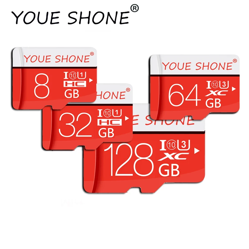 Купить Красный микро sd карты SDXC SDHC 128 GB 64 GB 32 GB 16 GB 8 GB TF карты памяти Class10 32 ГБ флэш памяти для смартфона планшета