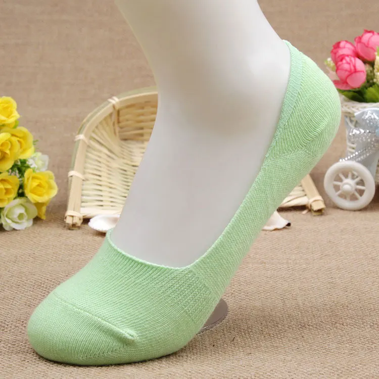 40 шт. = 20 пар/лот бамбуковое волокно Нескользящие женские носки летние Asakuchi невидимые лодочки женские носки - Цвет: green