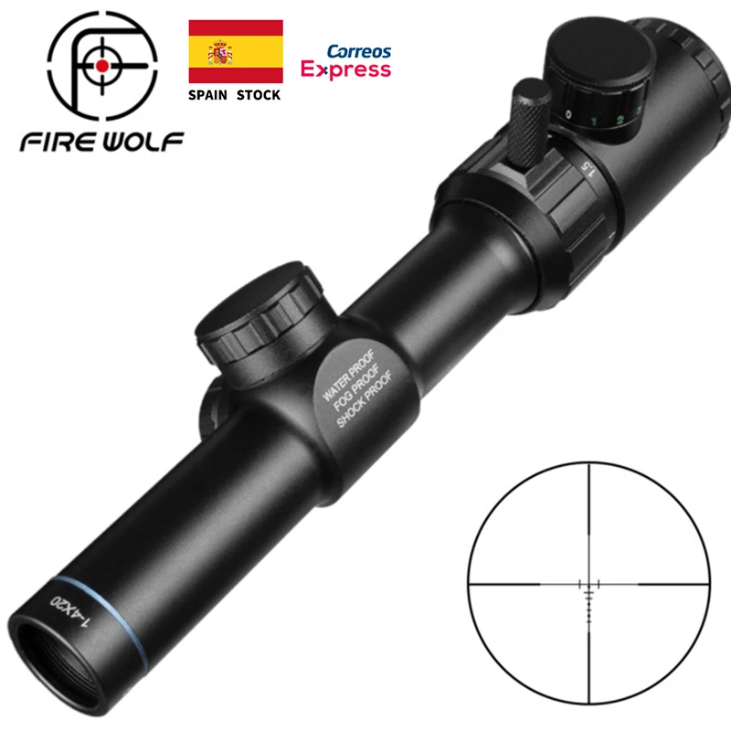Прицел для винтовки FIRE WOLF 1 4x20 зеленый красный с подсветкой дальномер прицел