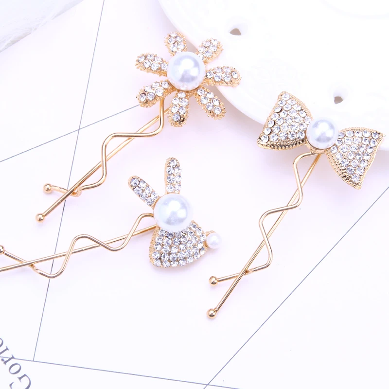 

korean pearl hair clip barrettes flower hair clip for women hair accessories cute bow rabbit rhinestone hair pins