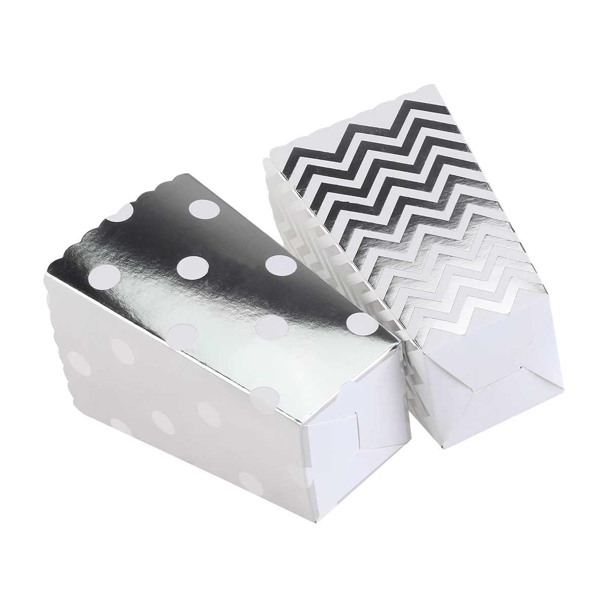 50 шт. коробки для попкорна желтый дизайн трио миниатюрный зубчатый край картонные вечерние коробки/Sanck сумки товары для фильмов(серебро