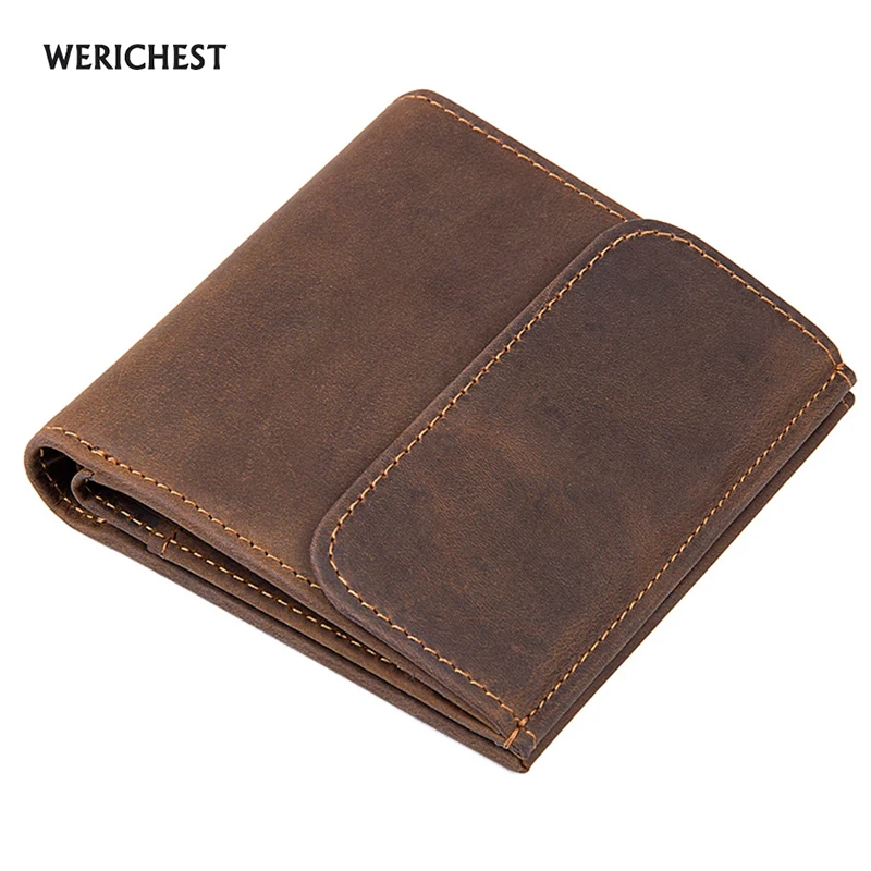 

WERICHEST Men Wallets Brand Design High Quality Genuine Leather RFID Wallet Male Hasp Fashion Dollar Price Coin Purse Wallet