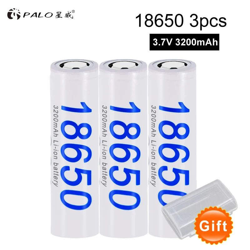 Palo 18650 литиевая аккумуляторная батарея 3200mAh 3-24pcs Оригинальные Литий-ионные батареи для Panasonic фонарик электронные сигареты - Цвет: 3 pcs